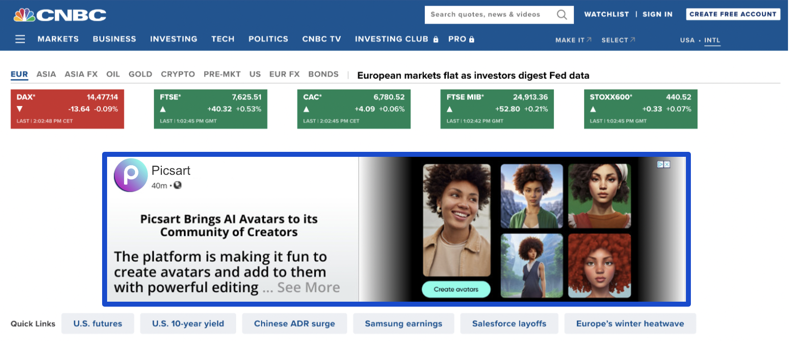NewsDriver placement on CNBC