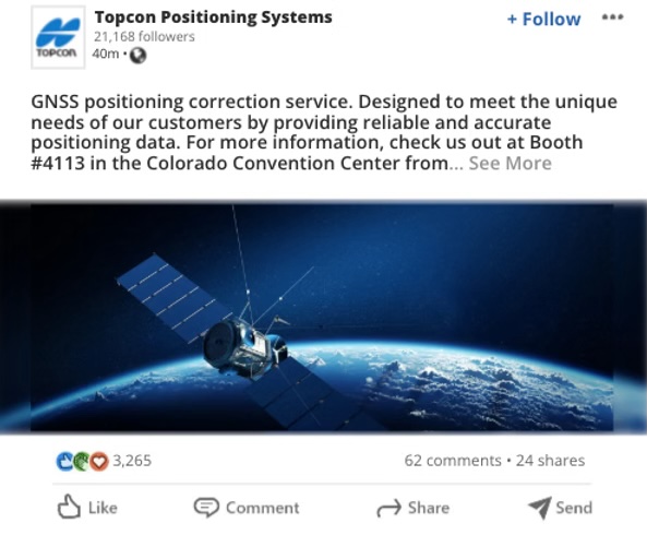 Example SODA creative: Topcon Positioning Systems displayed as a social-style programmatic ad